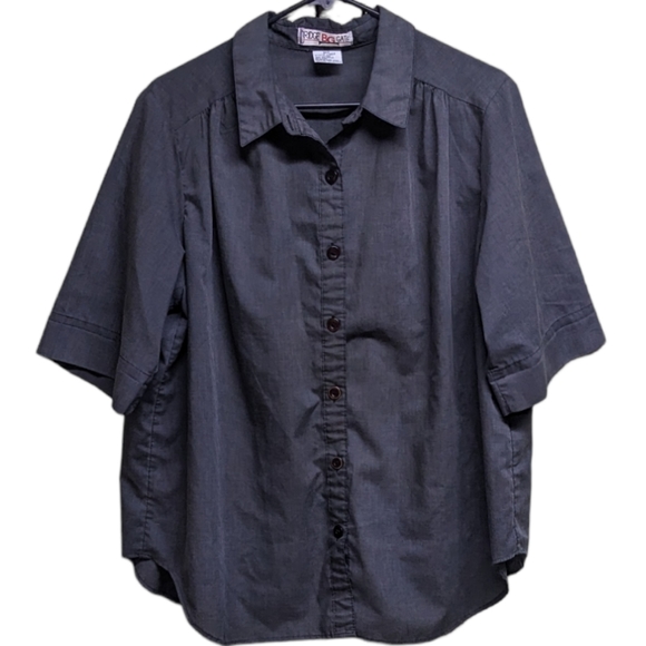 Bridge Gate Women's Size B0 Charcoal Light Black Button Down Blouse Shirt Top - Picture 1 of 9